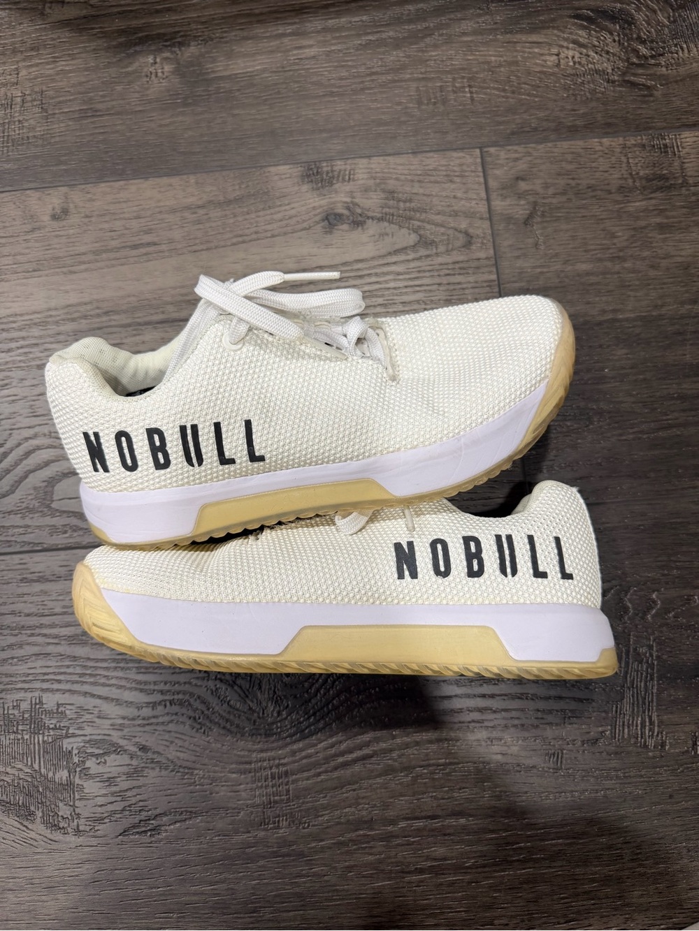 NOBULL Cream Mesh Training Shoes with Tan Gum Sole